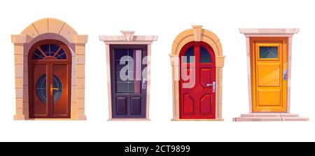 Ilustración vectorial de dibujos animados de una puerta marrón Imagen