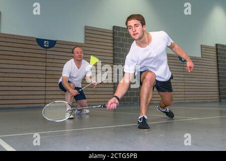 Action und Einsatz beim Badminton