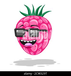 Framboesa Kawaii Bonito, Fruta Madura Dos Desenhos Animados. Ilustração  Vetorial Do Framboesa Doce Dos Desenhos Animados Com Rosto Piscando E  Rindo, Emoji Engraçado. Etiqueta Juicy Berry. Imprimir Para Camiseta.  Caractere Amigável Royalty