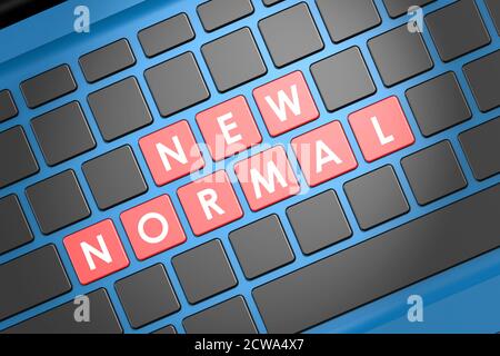 Nueva palabra normal en el teclado del portátil, presentación 3D Foto de stock