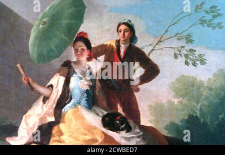 El Parasol', 1777. Artista: Francisco Goya. Francisco Goya(1746-1828) fue un artista español cuyas pinturas, dibujos y grabados reflejaban los trastornos históricos contemporáneos e influyeron en importantes pintores del siglo XIX y XX.