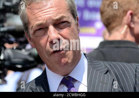 Fotografía de Nigel Farage. Nigel Paul Farage (1964-) un político y locutor británico. Foto de stock