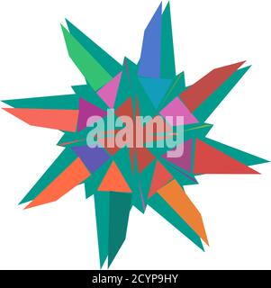 Forma de geometría aleatoria abstracta. Arte generativo geométrico zig-zag, entrecruzado angular, ilustración edgy. Extraño, extraño elemento de diseño colorido