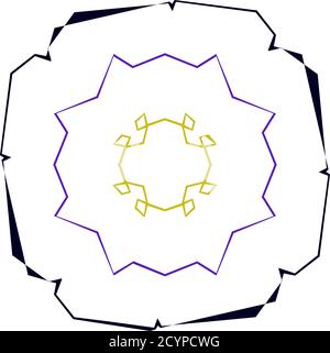 Forma de geometría aleatoria abstracta. Arte generativo geométrico zig-zag, entrecruzado angular, ilustración edgy. Extraño, extraño elemento de diseño colorido