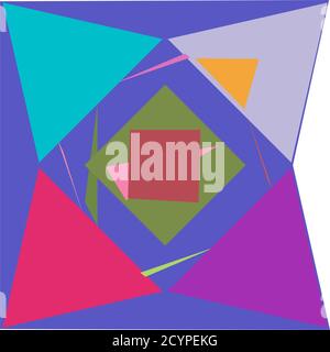 Forma de geometría aleatoria abstracta. Arte generativo geométrico zig-zag, entrecruzado angular, ilustración edgy. Extraño, extraño elemento de diseño colorido