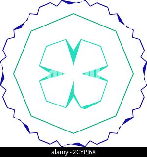 Forma de geometría aleatoria abstracta. Arte generativo geométrico zig-zag, entrecruzado angular, ilustración edgy. Extraño, extraño elemento de diseño colorido
