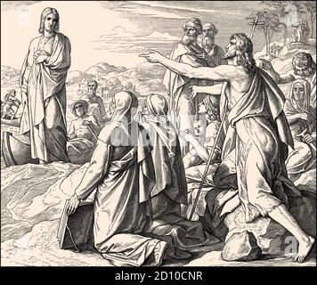 Testigo de Juan el Bautista, Nuevo Testamento, por Julius Schnorr von Carolsfeld, 1860 Foto de stock