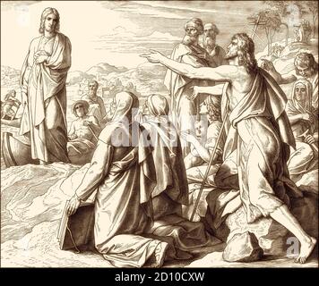 Testigo de Juan el Bautista, Nuevo Testamento, por Julius Schnorr von Carolsfeld, 1860 Foto de stock