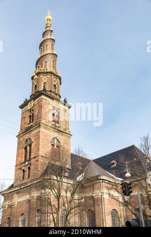 Iglesia de Cepenhagen de nuestro Salvador en Christianshavn Copenhague Dinamarca. Esta es una iglesia barroca con hélice que ofrece amplias vistas sobre el centro Foto de stock