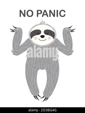 Perezoso relajado. Ilustración vectorial. Un cartel divertido y lindo