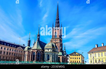 La Iglesia Riddarholm (Riddarholmskyrkan) en Estocolmo, Suecia Foto de stock