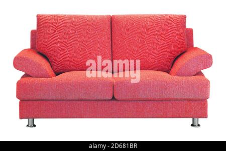Moderno sofá de ante rojo aislado sobre fondo blanco Foto de stock
