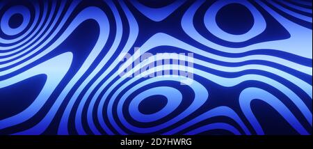 Bandas de anillos azules abstractos, estructura de estructura alámbrica, fondo virtual, tecnología digital, ciencia o concepto de datos, visualización de ondas, presentación 3D Foto de stock