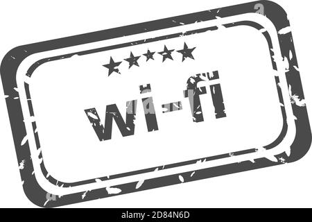 Grunge sello de caucho con texto aislado en blanco Wi-Fi Foto de stock