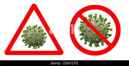 Signo de advertencia de infección por virus símbolo de brote de corona