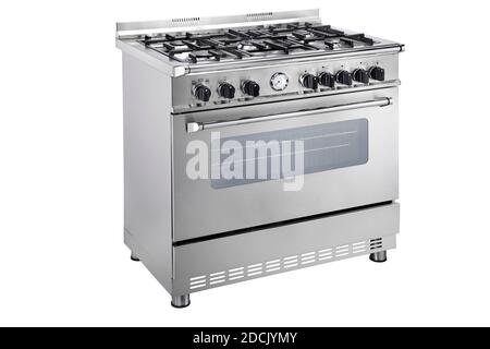 Blanco estufa de gas con horno eléctrico Fotografía de stock - Alamy