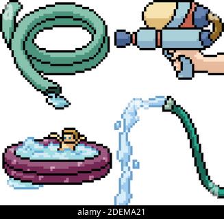 pixel arte ilustração água pistola. pixelizada água pistola. água