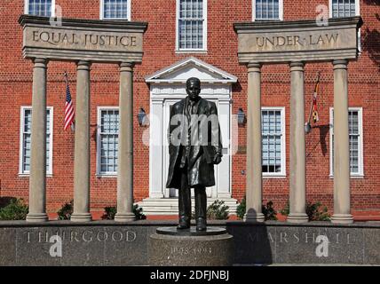 Estatua de Thurgood Marshall en Annapolis, Maryland. Foto de stock