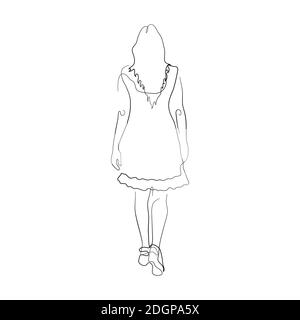 Dibujo de mujer de pie de espalda, dibujo a mano Imagen Vector de stock -  Alamy