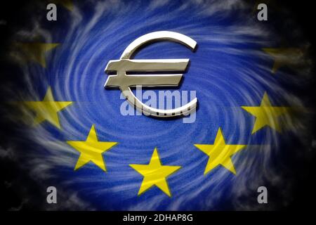 Eurozeichen auf EU-Fahne, EU-Haushalt Foto de stock