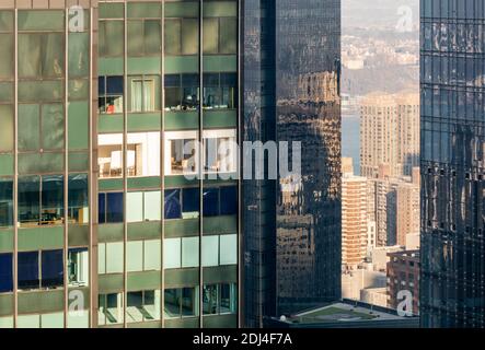 Vista aérea detallada de los edificios en la ciudad de Nueva York