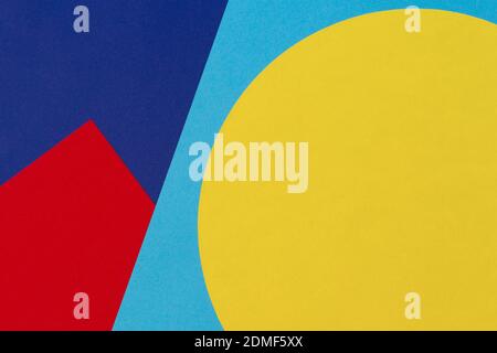 Resumen Geometría del papel Color azul, rojo y amarillo Composición Fondo.