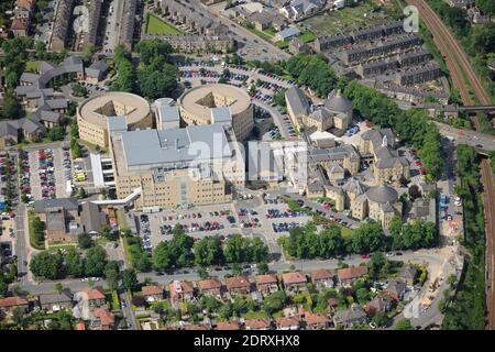 Vistas aéreas Calderdale Royal Hospital, Calderdale & Huddersfield NHS Foundation Trust, Halifax, West Yorkshire Foto de stock