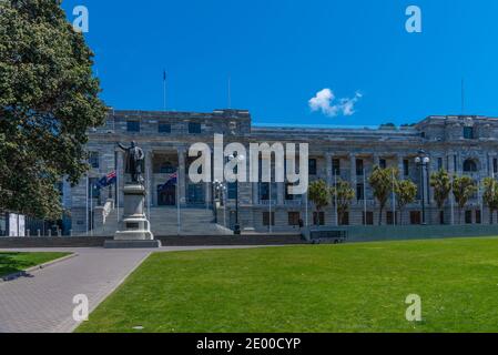 Estatua de Richard John Seddon en los edificios del Parlamento de Nueva Zelanda En Wellington Foto de stock