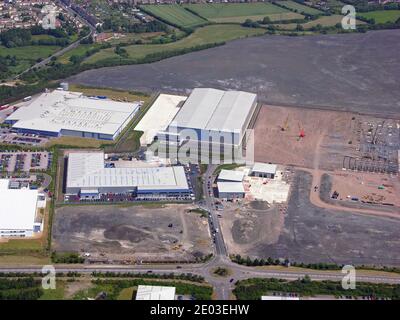 Vista aérea de un Manvers Industrial Estate, Wath upon Dearne, Rotherham en construcción en 2006 Foto de stock
