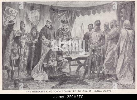 El miserable rey Juan se vio obligado a conceder la Carta Magna. Foto de stock
