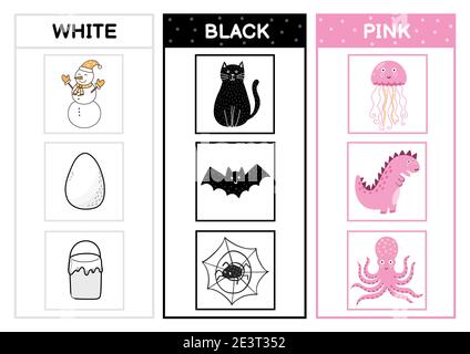 Objetos de color negro definidos. Aprendiendo colores para niños. Linda  colección de elementos Imagen Vector de stock - Alamy