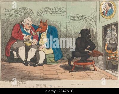James Gillray, 1757–1815, British, Bonus - Melior - Optimus, o el Diablo es lo mejor de la Munch, 1783. Grabado, de color a mano. Dominio público Foto de stock