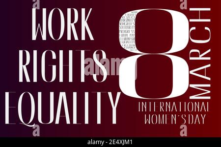 tarjeta de diseño conceptual para el día internacional de la mujer, 8 de marzo celebración. concepto de lucha contra la discriminación contra la mujer.