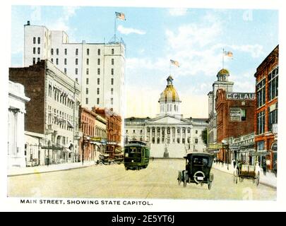 Columbia Carolina del Sur 1918. Main Street en el Capitolio del Estado. Foto de stock