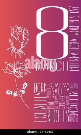 tarjeta de diseño conceptual para el día internacional de la mujer, 8 de marzo celebración. concepto de lucha contra la discriminación contra la mujer.