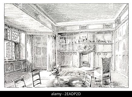 Estilo de artes y artesanías estantería giratoria en el drawing room de  Nottinghill terraza victoriana, Londres, Reino Unido Fotografía de stock -  Alamy