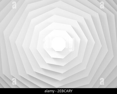 Fondo geométrico abstracto con instalación octogonal blanca. ilustración de renderización 3d