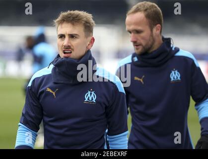Valentin Rongier, Valere Germain de Marsella durante la Copa Francesa, ronda de 64 partido de fútbol entre AJ Auxerre (AJA) y Oly / LM