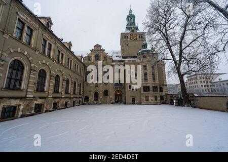 Museo Nacional Bávaro en un día de nieve, Múnich Foto de stock
