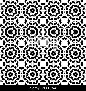 Resumen espiral geométrica hipnotizar el patrón sin costuras con el orlamento negro sobre fondo blanco. Diseño de plantilla para páginas web, texturas, tarjetas, pósters