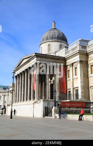 La Galería Nacional, Trafalgar Square, cerrada por el bloqueo de Covid, puede reabrir el 12 de abril bajo la guía de gobierno, anunciado el 22 de febrero de 2021