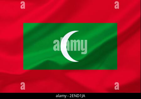 Die Flagge von den Malediven, Tierra en Südasien, Inseln, Inselstaat,