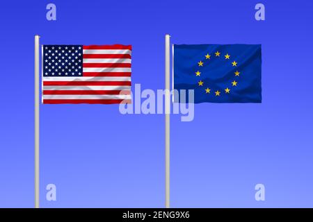 Flagge von und Europa EE.UU. Foto de stock