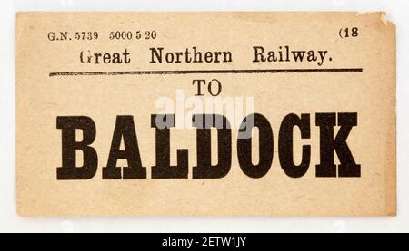 Antigua GNR etiqueta de equipaje de ferrocarril a Baldock Foto de stock