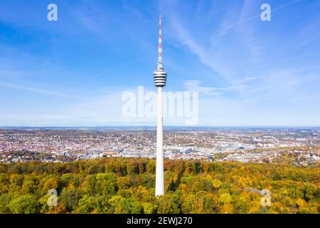 Stuttgart tv torre horizonte foto aérea vista ciudad arquitectura viaje en Alemania.