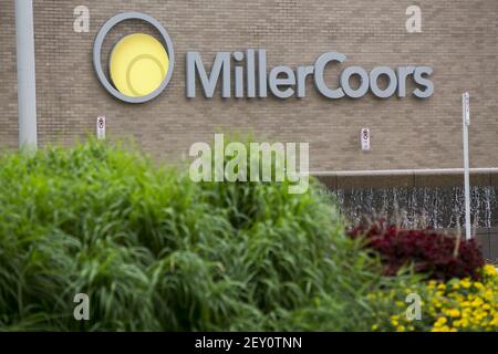 La cervecería MillerCoors en Milwaukee, Wisconsin el 12 de agosto de 2014. MillerCoors es una empresa conjunta entre SABMiller, la empresa matriz de Miller Brewing Company y Molson Coors Brewing Company. Crédito de la foto: Kristoffer Tripplaar/ Sipa USA