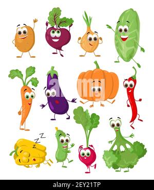 Conjunto de dibujos animados de verduras Imagen Vector de stock - Alamy
