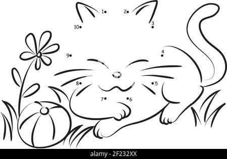 únete a los puntos de gato con números Imagen Vector de stock - Alamy