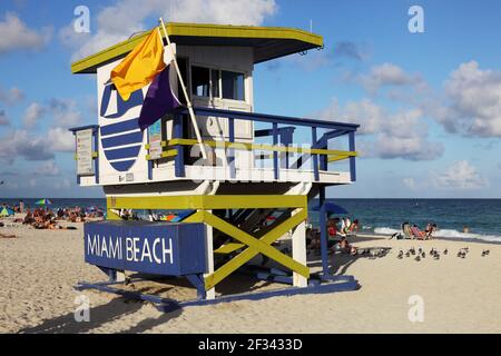 Geografía / viajes, EE.UU., Florida, Miami Beach, Baywatch Station (Life Guard pequeña casa), Miami Beach, Derechos adicionales-liquidación-Información-no-disponible
