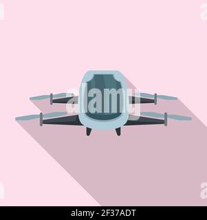Un icono de drone de taxi sin conductor, de estilo plano Ilustración del Vector
